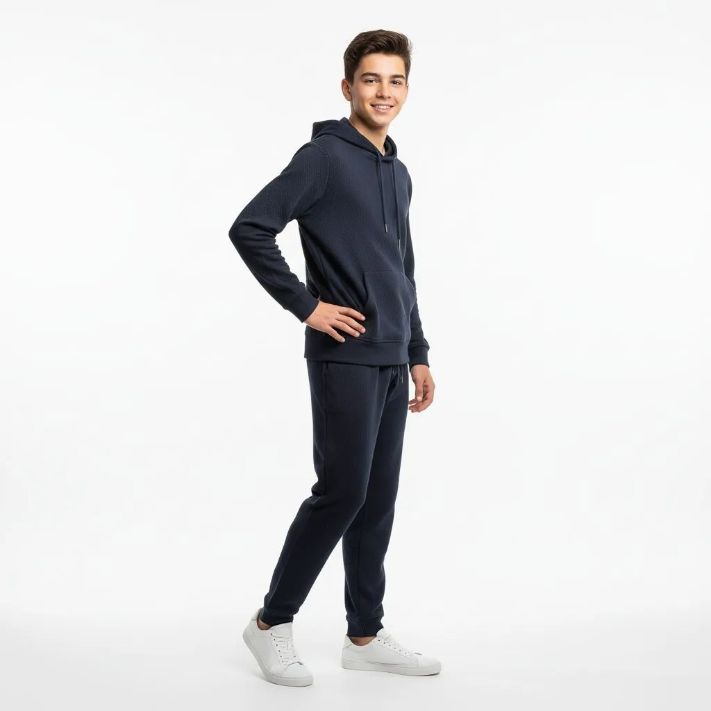 سروال بقلنسوة قطني أزرق للشباب