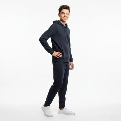 سروال بقلنسوة قطني أزرق للشباب