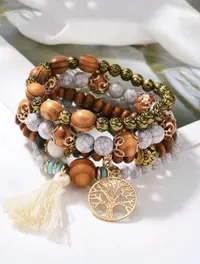 اسوارة من الخشب والأحجار الملونة 3