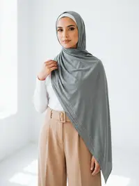 شال قطن لون رمادي 1