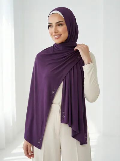 شال قطن لون بنفسجي