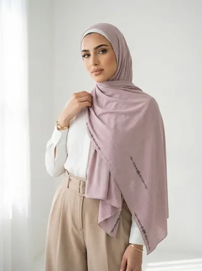 شال قطن لون زهر بارد