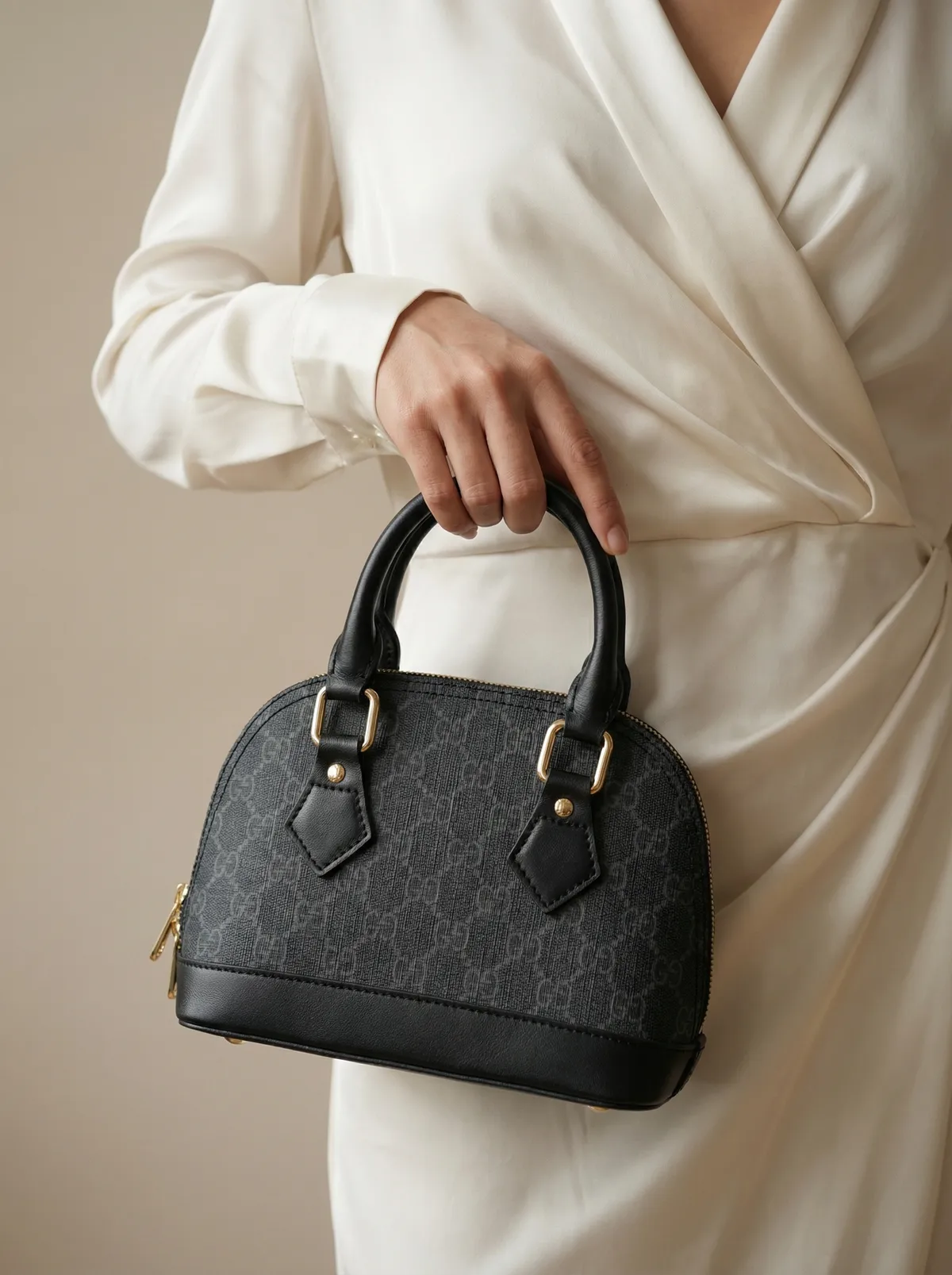 شنطة لون رمادي واسود